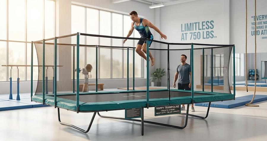 Beginner gymnastics training on rectangle trampoline