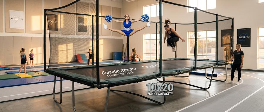Galactic Xtreme 10x20 rectangle trampoline in backyard