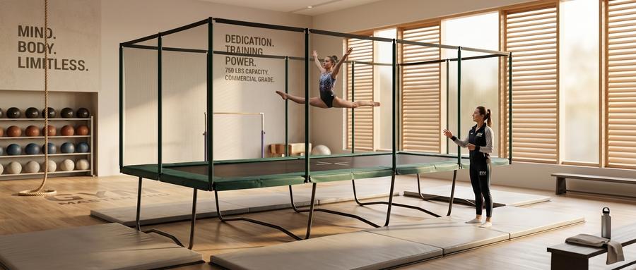 13x23 rectangle trampoline in large backyard